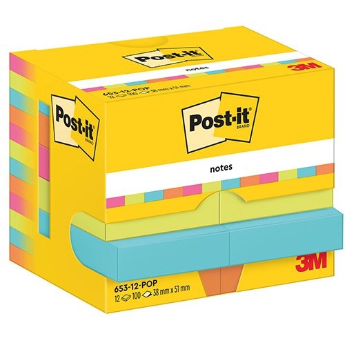Post-It Notes Post-It Notes Poptimistic, 100 vel, 38 x 51 mm, 12 blokken