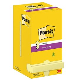 Post-It Super Sticky Post-It Super Sticky Z-Notes, 90 vel, 76 x 76 mm geel