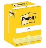 Post-It Notes Post-It Notes, 100 vel, ft 76 x 102 mm, geel, pak van 12 blokken