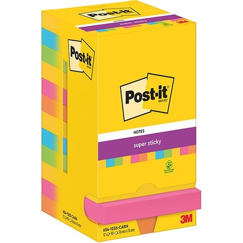 Post-It Super Sticky Post-It Super Sticky Notes Carnival, 90 vel, 76 x 76 mm