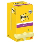 Post-It Super Sticky Post-It Super Sticky Notes, 90 vel, ft 76 x 76 mm, geel, 8 + 4 GRATIS