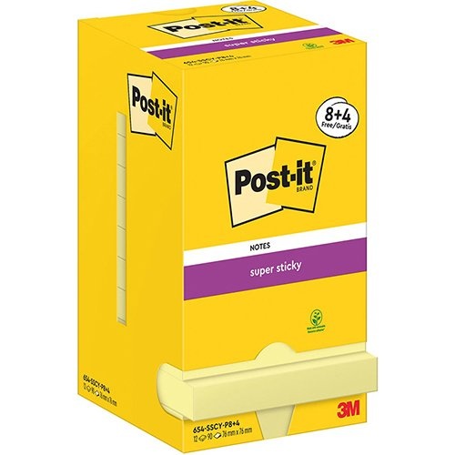 Post-It Super Sticky Post-It Super Sticky Notes, 90 vel, 76 x 76 mm geel
