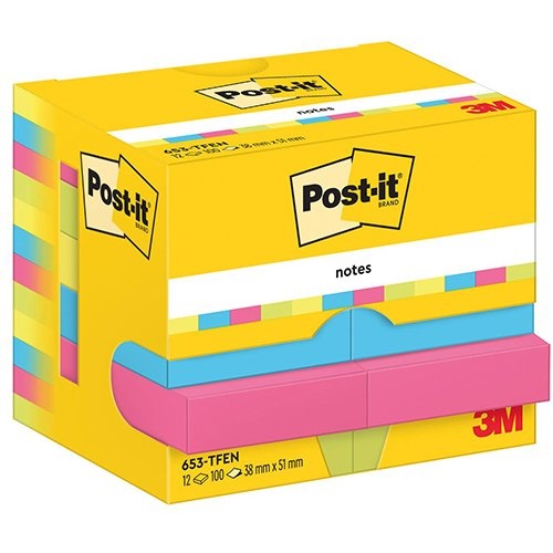 Post-It Notes Post-It Notes Vitality, 100 vel, ft 38 x 51 mm, 12 blokken
