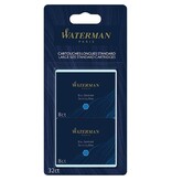Waterman Waterman inktpatronen Standard Long, blauw (Serenity), blister van 32 stuks