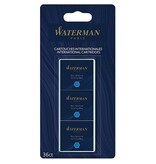 Waterman Waterman inktpatronen Standard, blauw (Serenity), blister van 36 stuks
