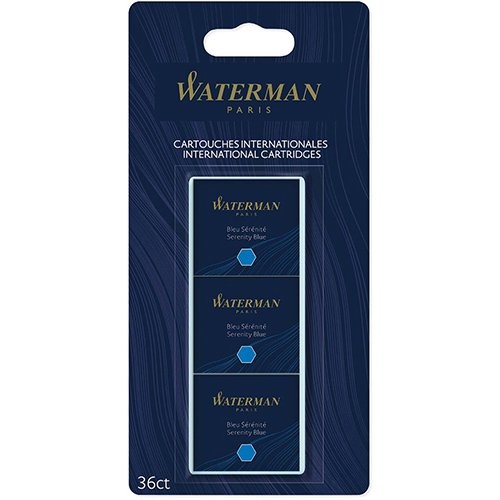 Waterman Waterman inktpatronen Standard, blauw (Serenity), blister van 36 stuks
