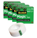 Scotch Scotch Magic Tape plakband ft 19 mm x 33 m, pak van 4 rollen