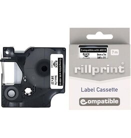 Rillprint Rillprint compatible D1 tape voor Dymo 9 mm zwart op transp.
