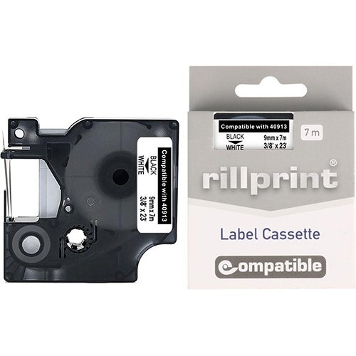 Rillprint Rillprint compatible D1 tape voor Dymo 40913, 9 mm, zwart op wit