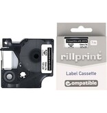 Rillprint Rillprint compatible D1 tape voor Dymo 45010, 12 mm, zwart op transparant
