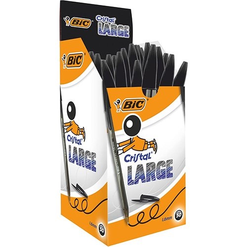 Bic Bic balpen Cristal Large, brede punt, zwart — levering per 50