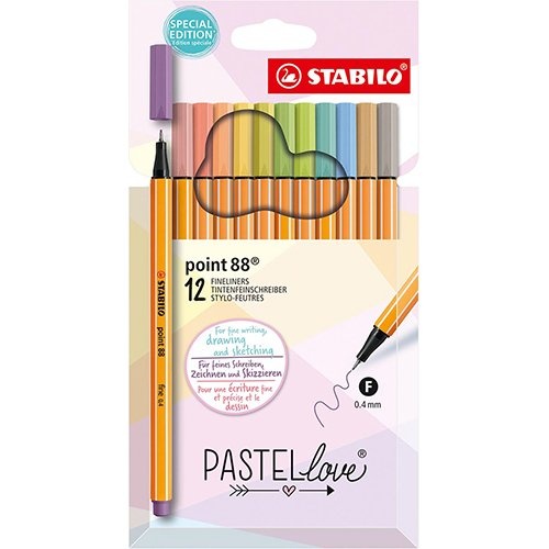 Stabilo STABILO point 88 fineliner, pastel, etui van 12st., assorti