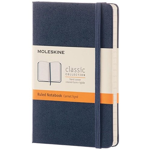 Moleskine Moleskine notitieboek, ft 9 x 14 cm, gelijnd, harde cover, 192 blad, saffier