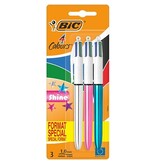 Bic Bic Colours Shine 4-kleurenbalpen, medium, klassieke inktkleuren, blister van 3 stuks