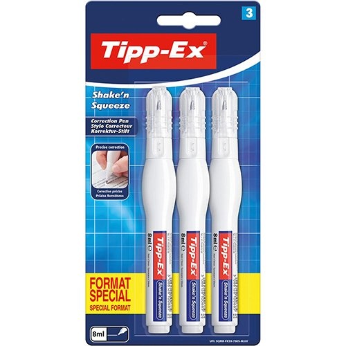 Tipp-ex Tipp-Ex correctiepen Shake 'n Squeeze, blister van 3 stuks, special format