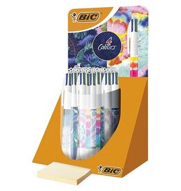 Bic Bic Colours Tie-Dye Botanical 4-kleurenbalpen, medium, klassieke inktkleuren, display van 30 stuks