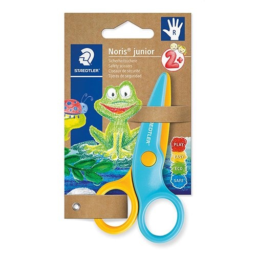 Staedtler Staedtler kinderschaar Noris Junior, ft 10 cm, rechtshandig, RVS, geel/blauw, blister van 1 stuk