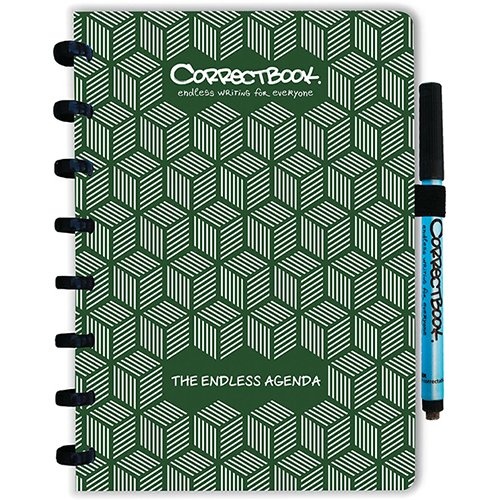 Correctbook Correctbook Endless Agenda A5, uitwisbaar / herbruikbaar, Forest Green (donkergroen)