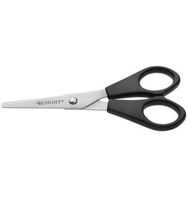 Westcott Westcott schaar, ft 13 cm, rechts en links, ronde punt, RVS, zwart, blister van 1 stuk