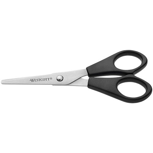 Westcott Westcott schaar, ft 13 cm, rechts en links, ronde punt, RVS, zwart, blister van 1 stuk