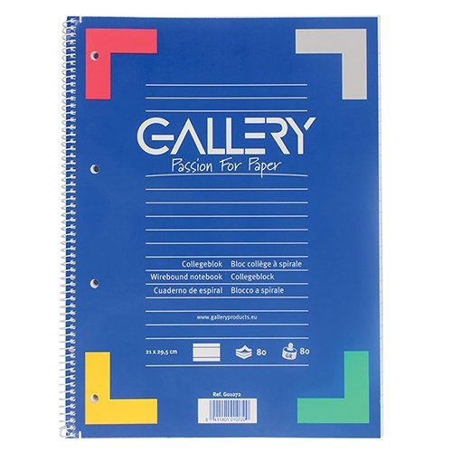 Gallery Gallery spiraalblok ft A4, gelijnd, 80 vel, 4-gaats