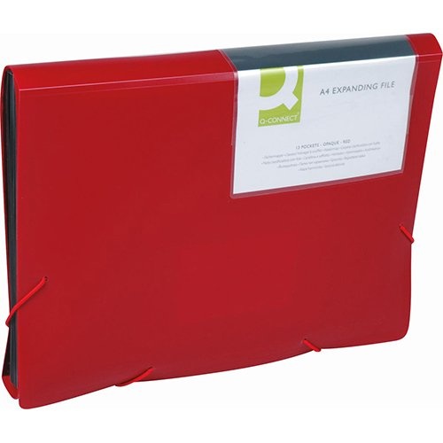 Q-CONNECT Q-CONNECT voorordner, A4, PP, met 13 vakken, elastieksluiting, rood
