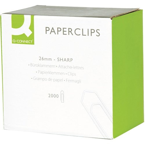 Q-CONNECT Q-CONNECT papierklemmen, 26 mm, doos van 2000 stuks