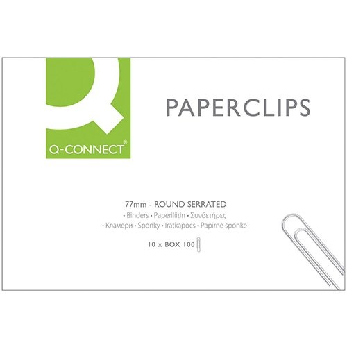 Q-CONNECT Q-CONNECT papierklemmen, 77 mm, doos van 100 stuks
