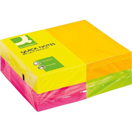 Q-CONNECT Q-CONNECT Quick Notes, ft 76 x 127 mm, 100 vel, pak van 12 blokken in 4 neonkleuren