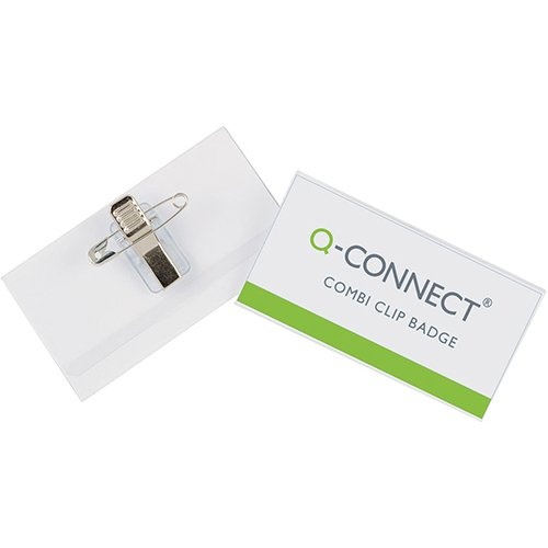 Q-CONNECT Q-CONNECT badge met combiklem 90 x 54 mm, doos van 50 stuks
