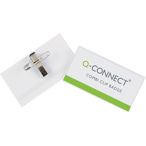 Q-CONNECT Q-Connect badge met combiklem 75 x 40 mm, doos van 50 stuks