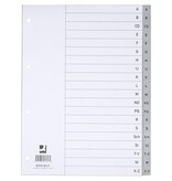 Q-CONNECT Q-CONNECT tabbladen, A4, PP, 4-gaatsperforatie, met indexblad, set van A-Z, 20 tabs, grijs