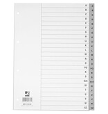 Q-CONNECT Q-CONNECT tabbladen, A4, PP, 4-gaatsperforatie, met indexblad, set van A-Z, 24 tabs, grijs