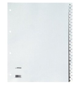 Q-CONNECT Q-CONNECT tabbladen, A4, PP, 11-gaatsperforatie, set van A-Z, 24 tabs, grijs