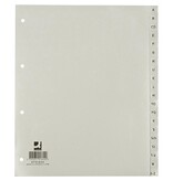 Q-CONNECT Q-CONNECT tabbladen, A4, PP, 4-gaatsperforatie, set van A-Z, 20 tabs, grijs