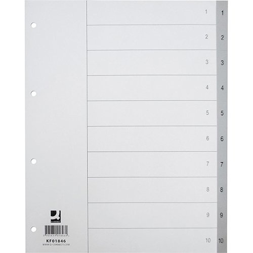 Q-CONNECT Q-CONNECT numerieke tabbladen, A4, PP, 1-10, grijs