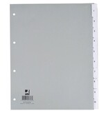 Q-CONNECT Q-CONNECT tabbladen, A4, PP, 4-gaatsperforatie, 10 tabs, grijs