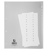 Q-CONNECT Q-CONNECT tabbladen, A4, PP, 4-gaatsperforatie, 15 tabs, grijs