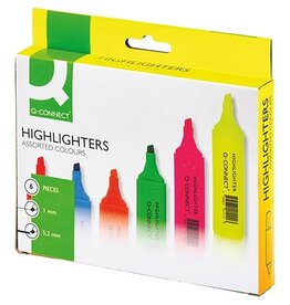 Q-CONNECT Q-CONNECT markeerstift, pak van 6 stuks in geassorteerde kleuren