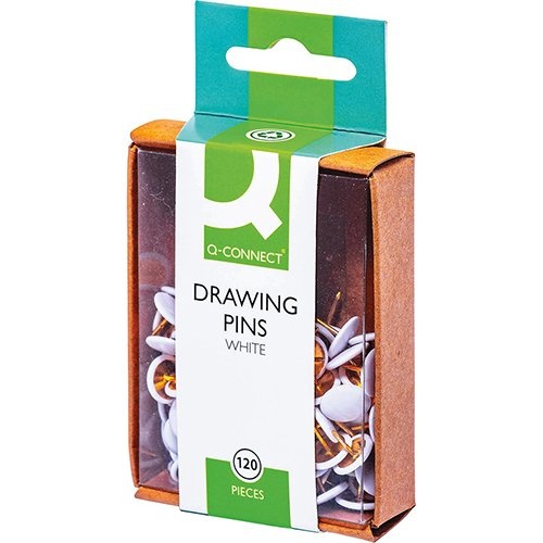 Q-CONNECT Q-CONNECT punaises, wit, doosje van 120 stuks