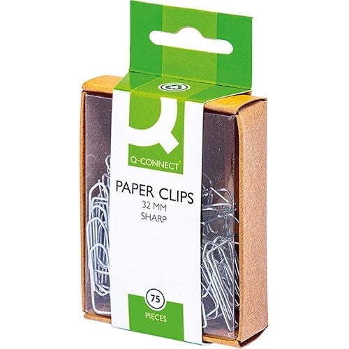 Q-CONNECT Q-CONNECT papierklemmen, 32 mm, doos van 75 stuks, ophangbaar
