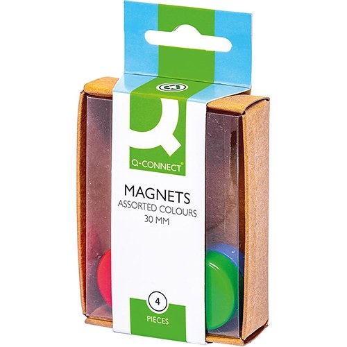 Q-CONNECT Q-CONNECT magneten 25 mm geassorteerde kleuren doos van 4st.
