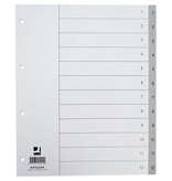 Q-CONNECT Q-CONNECT tabbladen, A4, PP, 11-gaatsperforatie, met indexblad, set van 1-12, 12 tabs, grijs