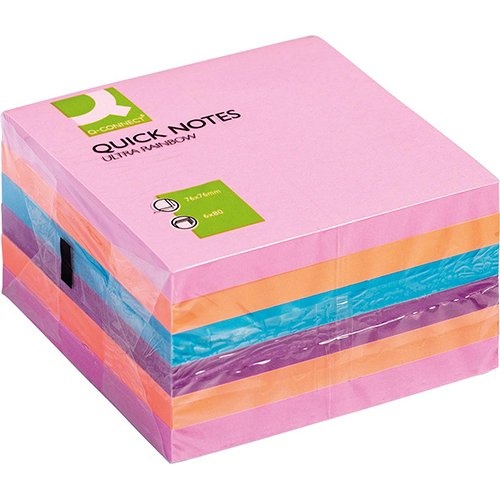 Q-CONNECT Q-CONNECT Quick Notes, ft 76 x 76 mm, 80 vel, pak van 6 blokken in 4 verschillende kleuren