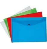 Q-CONNECT Q-CONNECT documentenmap, A4, transparante PP, drukknopsluiting, geassorteerde kleuren, pak van 12 stuks