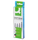 Q-CONNECT Q-CONNECT OHP marker, non permanent, fijn, set van 4 stuks in geassorteerde kleuren