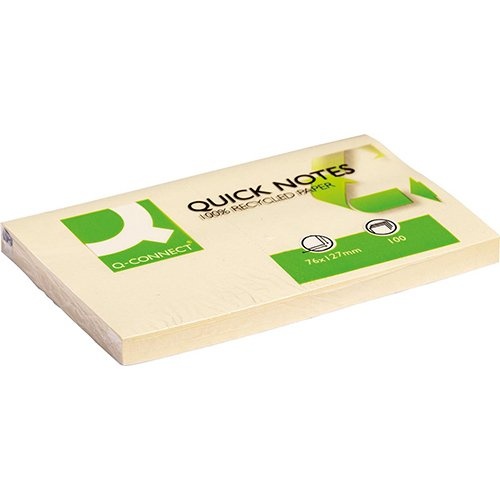 Q-CONNECT Q-CONNECT Quick Notes Recycled, ft 76 x 127 mm, 100 vel, geel