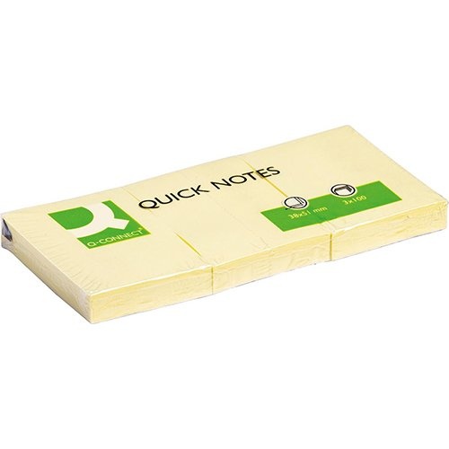 Q-CONNECT Q-CONNECT Quick Notes, ft 38 x 51 mm, 100 vel, pak van 3 stuks, geel