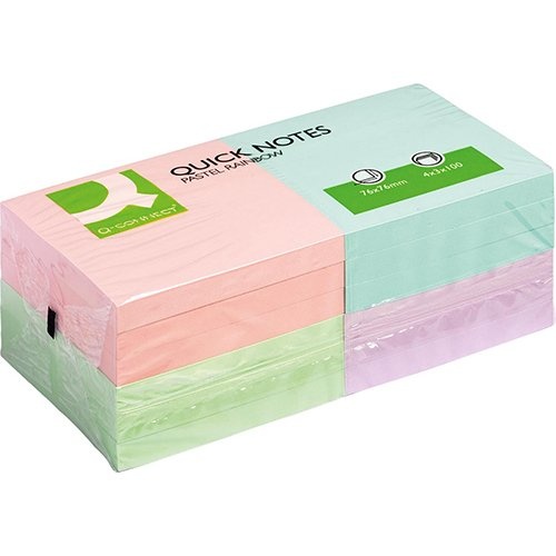 Q-CONNECT Q-CONNECT Quick Notes, ft 76 x 76 mm, 100 vel, pak van 12 blokken in pastelkleuren