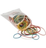 Q-CONNECT Q-CONNECT elastieken, breedte 1,5 mm, verschillende lengtes, 25 g, geassorteerde kleuren